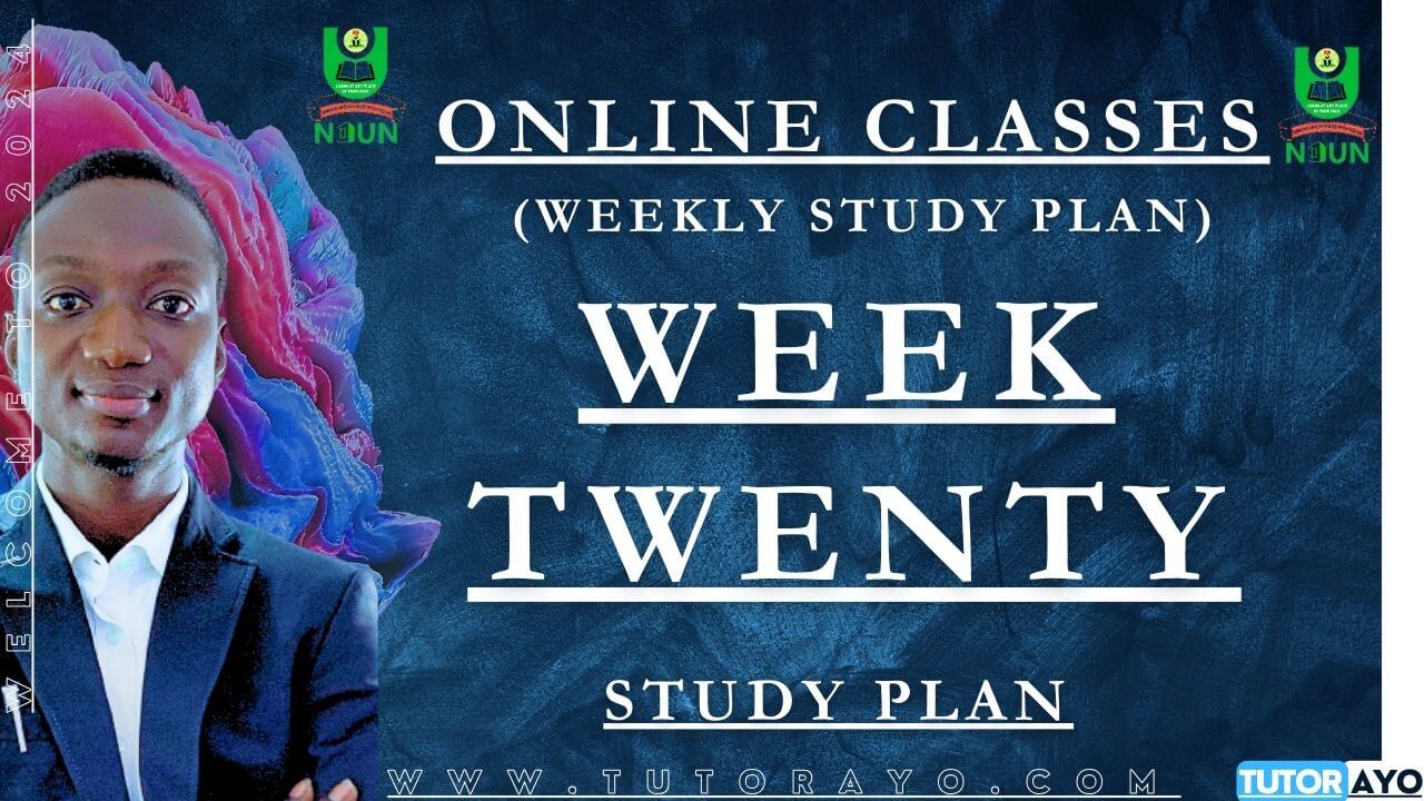 STUDY PLAN IN NOUN; WEEK TWENTY