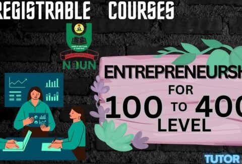 Registrable courses and fee guide for entrepreneurship in noun