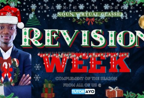 VIRTUAL CLASSES IN NOUN; REVISION WEEK