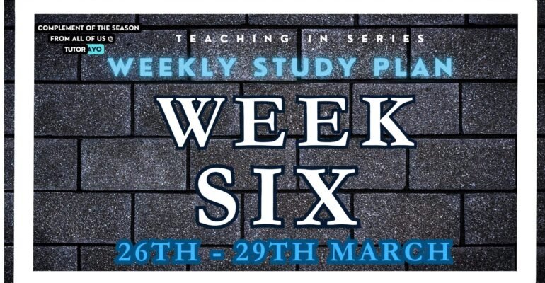 WEEKLY STUDY PLAN IN NOUN WEEK 6