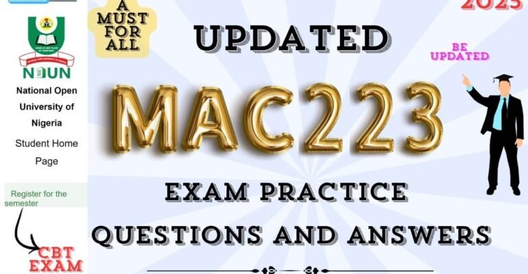 MAC223 EXAM PRACTICE QUESTIONS AND ANSWERS 2025