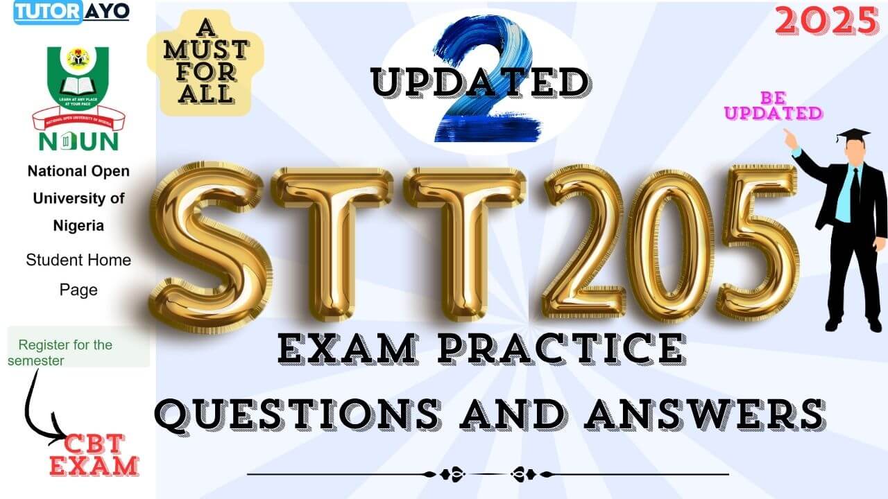 STT205 EXAM PRACTICE QUESTIONS AND ANSWERS
