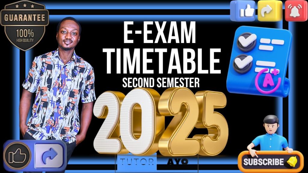 E-EXAM REVISION TIME TABLE SECOND SEMESTER 2025
